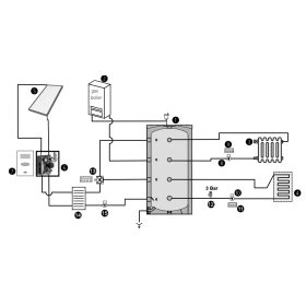   Két hőcserélős puffertartály - 400 literes tartály, melegvíz tárolás céljára 110 °C maximális üzemi hőmérséklettel