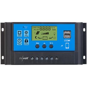   12V 24V 40A Napelem töltésszabályzó vezérlés automata átkapcsolás LCD kijelzővel