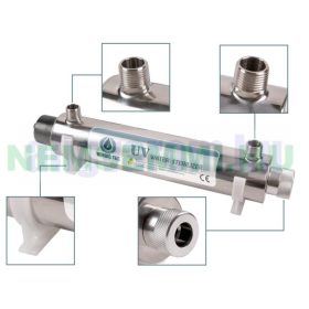   UV sterilizátor, beépített PHILIPS UV fertőtlenítő lámpával, rozsdamentes acél házban. Napi 20.400 l víz fertőtlenítésére alkalmas.