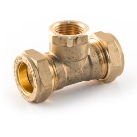 Vágógyűrűs T fitting mindhárom 2 oldala 22 mm-es szorítógyűrűs rézcsőhöz 3. oldala 3/4