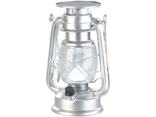 Solar LED storm lamp with dimmable light, high performance 200 lm 3W silver