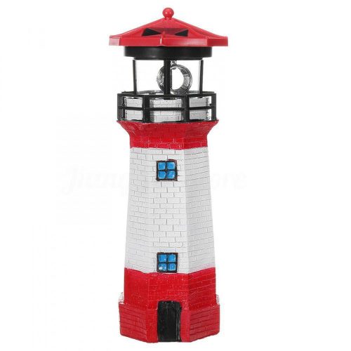 Solar lighthouse with rotating light 30 cm red