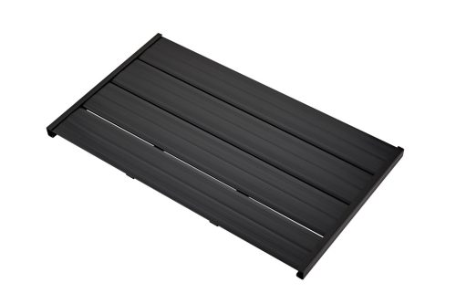 Prémium fekete alaplap kültéri napelemes zuhanyhoz – PVC és rozsdamentes acél keret, 150 kg teherbírással, 100,5×58,3×4 cm